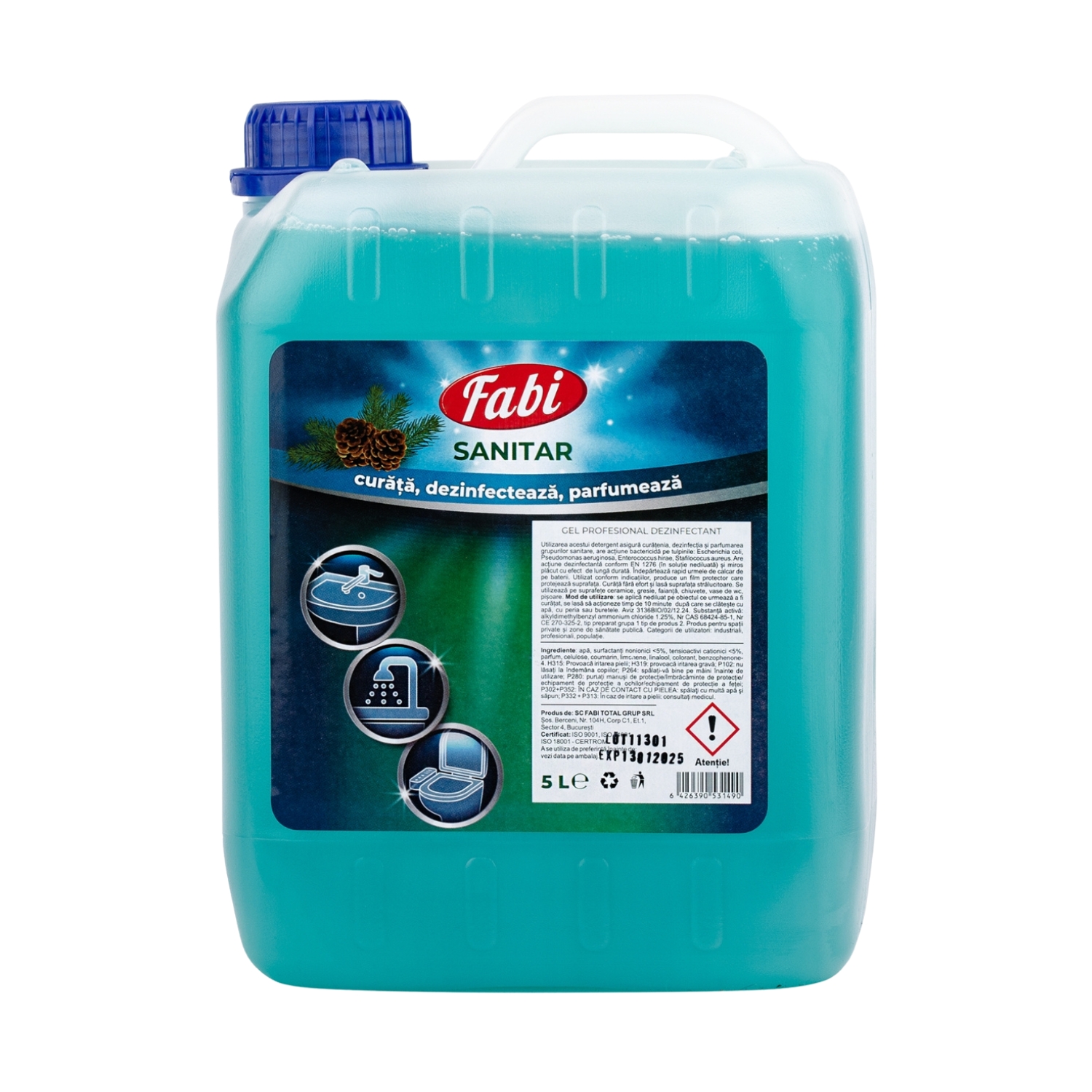 Detergent sanitar dezinfectant pentru baie Fabi 5L